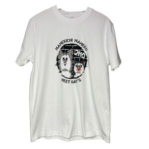 Mamekichi Mameko White Graphic T-Shirt Unisex Medium M Grey Black Logo Shirt Top